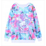 Blue Rainbow Colorful Unicorn Harajuku Funky Long Sleeve Fleece Sweatshirts Tops